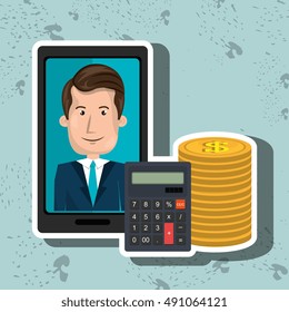 smartphone man money coins