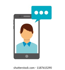 smartphone with man and speech bubble