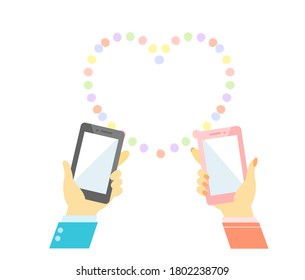 Smartphone man and woman dating app