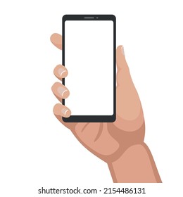 Smartphone in a man's hand. Vector stock illustration.