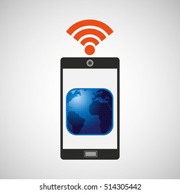 smartphone map globe internet wifi icon vector illustration eps 10