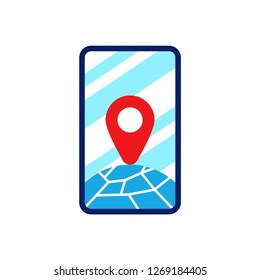 Smartphone map icon design, navigation, share location