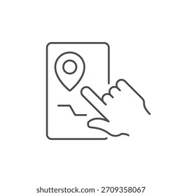 Icono de contorno de línea de mapa de smartphone