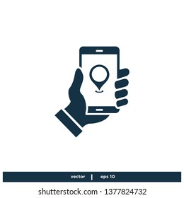 smartphone with map location icon navigation symbol