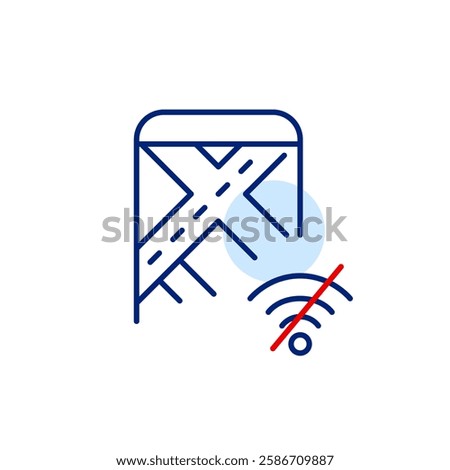 Smartphone map and no wi-fi symbol. No live traffic updates, offline travel. Pixel perfect, editable stroke vector icon