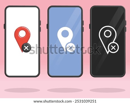 Smartphone Map Pin Cross X Sign