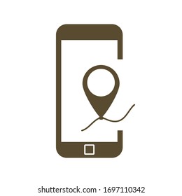 Pin-Icon für Smartphone-Karten Geo-Ortszeiger in Handysymbol. Vektorillustration.