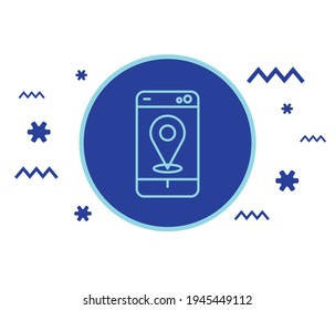 Smartphone map pin thin icon. Geo location pointer in mobile phone symbol, outline style pictogram on white background. Communication sign for mobile concept and web design. Vector graphics.