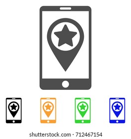 Smartphone Map Pointer icon. Vector illustration style is a flat iconic smartphone map pointer symbol with black, gray, green, blue, yellow color variants. Designed for web and software interfaces.