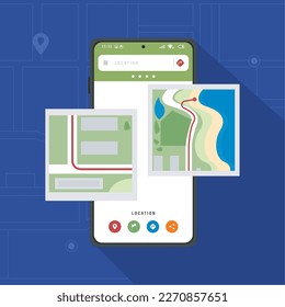smartphone with maps gps tech icon