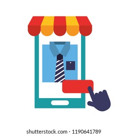 smartphone market clicking online shopping