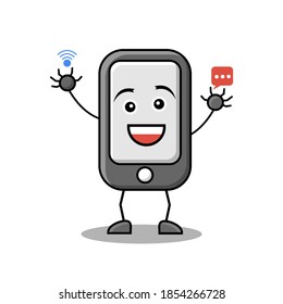 Smartphone mascot cartoon. Very easy to edit with vector file. Can use for all your graphic design content.