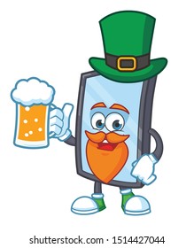 smartphone mascot character vector design with green hat