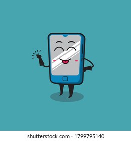 smartphone mascot design that is posing funny