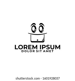 Smartphone mascot logo template with cute smile character cartoon face illustration in flat design monogram symbol