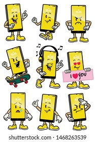 smartphone mascot set character in various poses