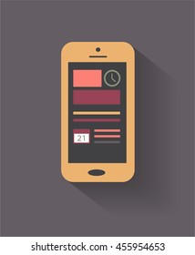 Smartphone material design, with icons, vector