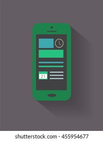 Smartphone material design, with icons, vector