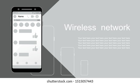 Smartphone. Means of modern communications. Vector flat image.  Poster