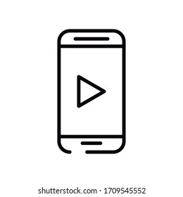 smartphone with media player line style icon vector illustration design