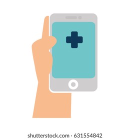 smartphone with medical app isolated icon