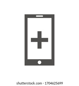 Smartphone with a medical cross. Simple vector icon.