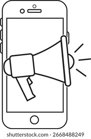 Smartphone with megaphone icon, representing mobile communication and marketing