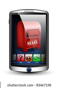  Smartphone with menu and email icon on the big touch screen. Vector illustration