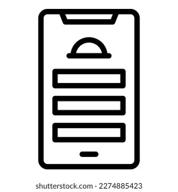 Smartphone menu icon outline vector. Small breakfast. Room meal