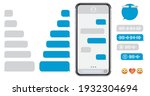 Smartphone message animation set Voice message bubbles template design. Text messages send and receive. Messenger conversation mockup. SMS chat. Type sms message. Communication in social media network