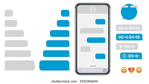 Smartphone message animation set Voice message bubbles template design. Text messages send and receive. Messenger conversation mockup. SMS chat. Type sms message. Communication in social media network - Shutterstock ID 1932304694