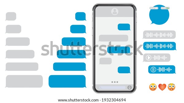 Smartphone message animation set Voice message\
bubbles template design. Text messages send and receive. Messenger\
conversation mockup. SMS chat. Type sms message. Communication in\
social media\
network