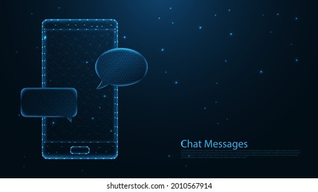 Smartphone message box chat  line connection. Low poly wireframe design. Abstract geometric background. vector illustration.
