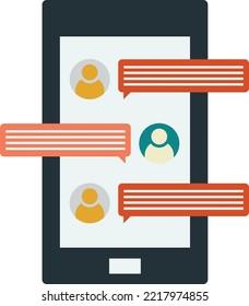 ilustración de smartphone y cuadro de mensaje con estilo mínimo aislado en segundo plano
