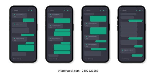 Smartphone message bubble vector voice text chat messenger UI design