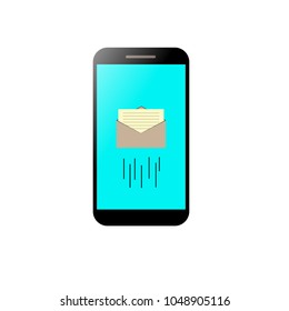 Smartphone with message concept. Smartphone with email symbol on the screen. Vector illustration.