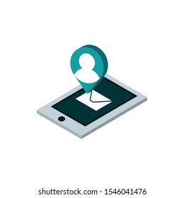smartphone message email mail isometric vector illustration