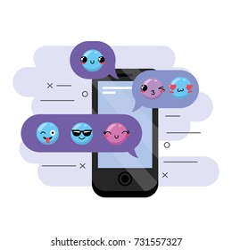 smartphone with message emoji design icon