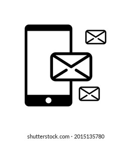 smartphone with message envelopes icon. vector