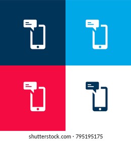 Smartphone with Message four color material and minimal icon logo set in red and blue