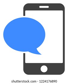 Smartphone message icon on a white background. Isolated smartphone message symbol with flat style.