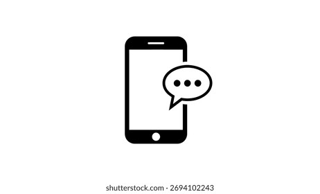 Smartphone mit Nachrichtensymbol auf weißem Hintergrund, Handy
