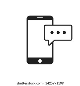 Smartphone with message icon. Texting message symbol. Isolated smartphone flat icon. EPS 10