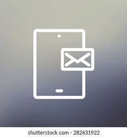 Smartphone message icon thin line for web and mobile, modern minimalistic flat design. Vector white icon on gradient mesh background.