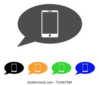 Smartphone Message icon. Vector illustration style is a flat iconic smartphone message symbol with black, grey, green, blue, yellow color variants. Designed for web and software interfaces.