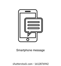 Smartphone message icon vector on white background. Black icon illustration
