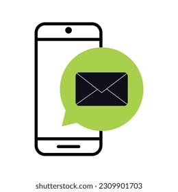 smartphone message inbox flat icon vector illustration