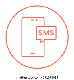 Smartphone con icono de línea de mensaje.