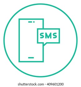 Smartphone with message line icon.