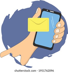 smartphone message . Mobile vector art with envelope illustration
